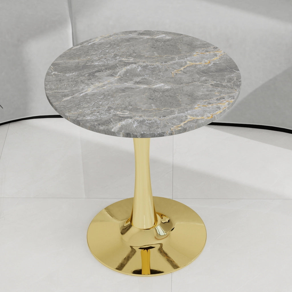 Tavolino da Caff¨¨ Rotondo ¨C MINIMAL ¨C Piano in Marmo Grigio, Design Moderno, 70 cm