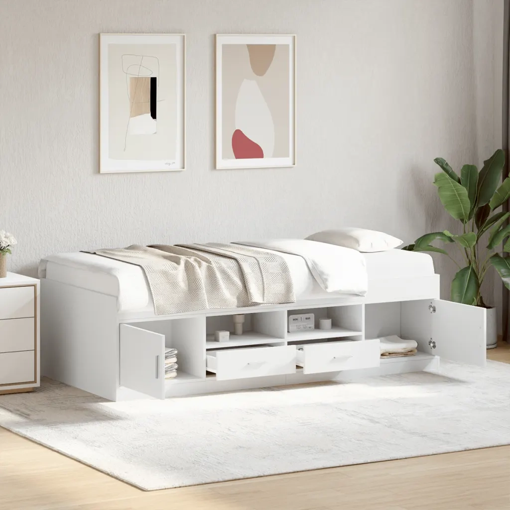 Divano Letto con Cassetti senza Materasso-Sofa Letto-Daybed Bianco 90x200 cm 495544
