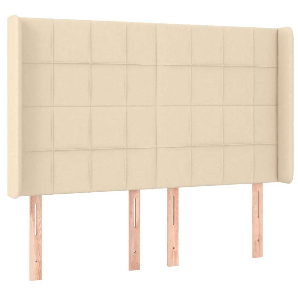 Letto a Molle con Materasso e LED Crema 140x200 cm in Tessuto