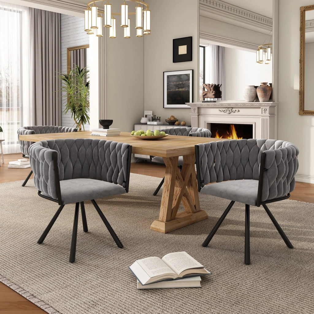 SEDIA Girevole 360° in Velluto Grigio Set da 4 pezzi