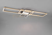 IRVINE PLAFONIERA LED 60W 7100lm, 3000 - 6500K 3 RETTANGOLI OTTONE E NERO CON LUCE CENTRALE CON TELECOMANDO MULTIFUNZIONE REGOLAZIONE INTENSITA' E TEMPERATURA DI COLORE DELLA LUCE L.105CM