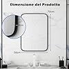 Specchio da Parete, Specchio da Bagno Rettangolare Moderno 70 x 50 x 2 cm con Cornice in Alluminio, Viti di Espansione per Sogiorno, Camera da Letto e Ingresso, Nero