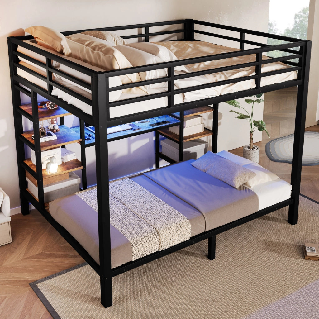 letto a castello metallo mdf nero 140 x 200 cm