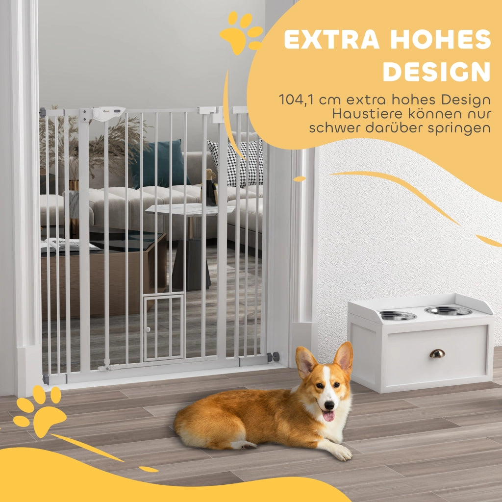Cancello per cani ¨C zephmum ¨C acciaio, bianco 104 cm