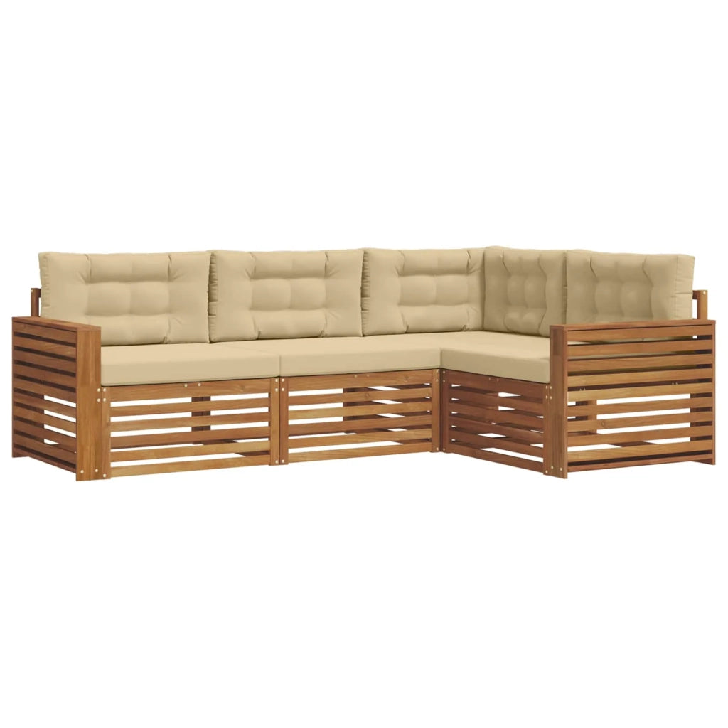 Set di divani da esterno con cuscino 4 pcs Naturale e Beige 3373388