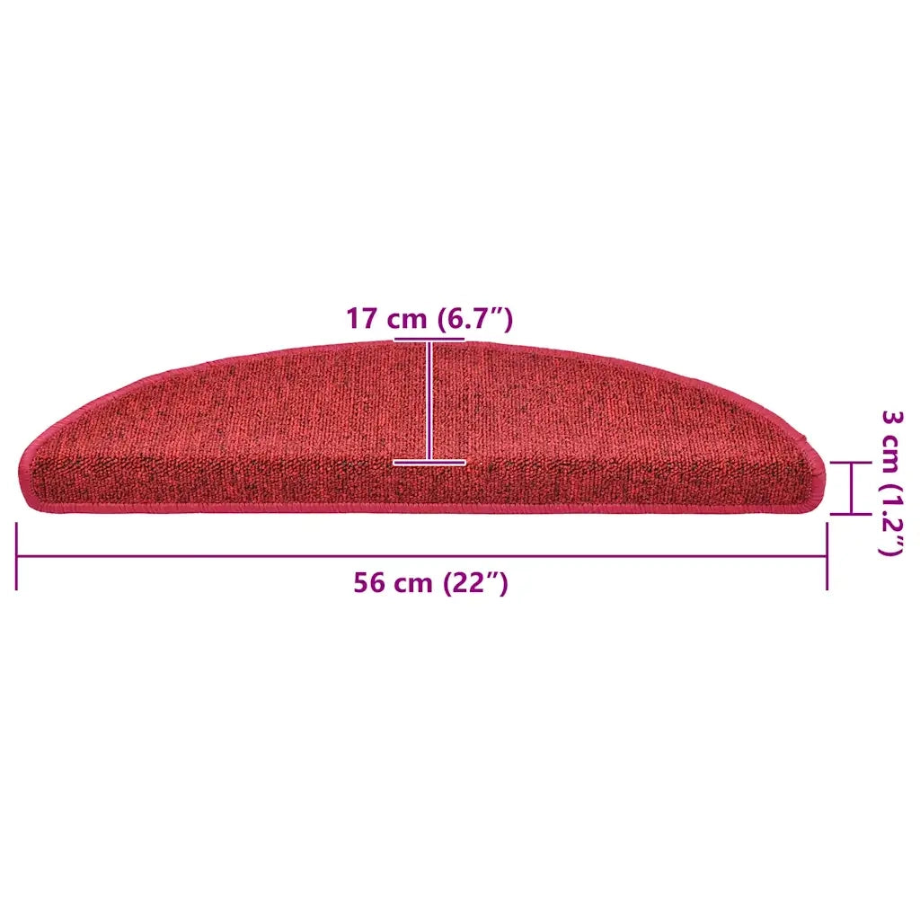 Tappetini per scale 20 pz | Gradini per Scale 56x17x3 cm Rossi semicircolari