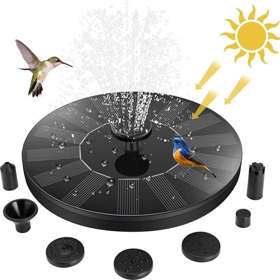 Aggiornamento fontana alimentato da energia solare 14 W - vasca per uccelli - supporto fissa - 6 getti - pannello fontana autonomo - pompa di immersione per laghetto piscina terrazza giardino