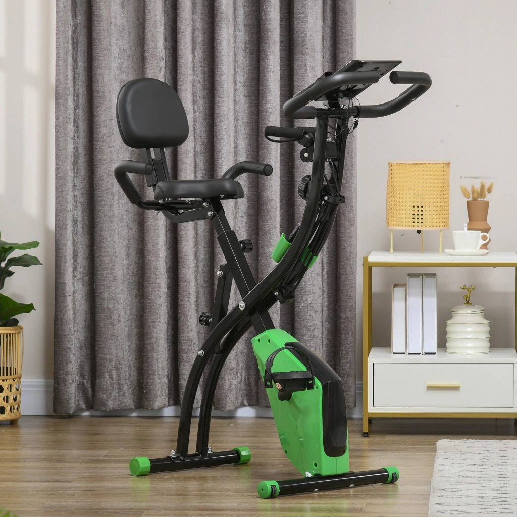 Cyclette Pieghevole 2 in 1 ¨C Xylo ¨C Resistenza Magnetica 8 Livelli, Sensore Cardiaco, Volano 2.5kg, Verde
