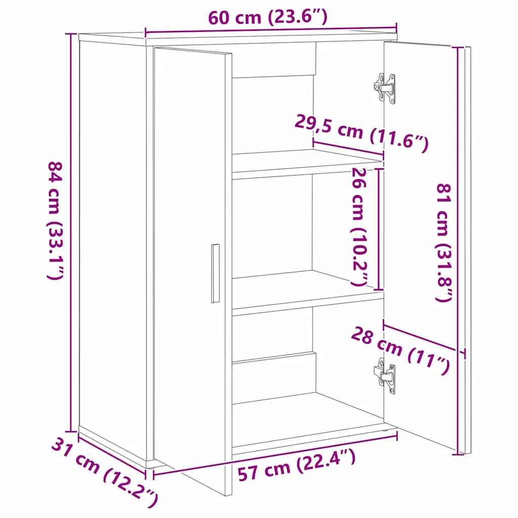 Credenza-Buffet-Armadio da cucina Rovere artigianale 60 x 31 x 84 cm Legno multistrato 244552