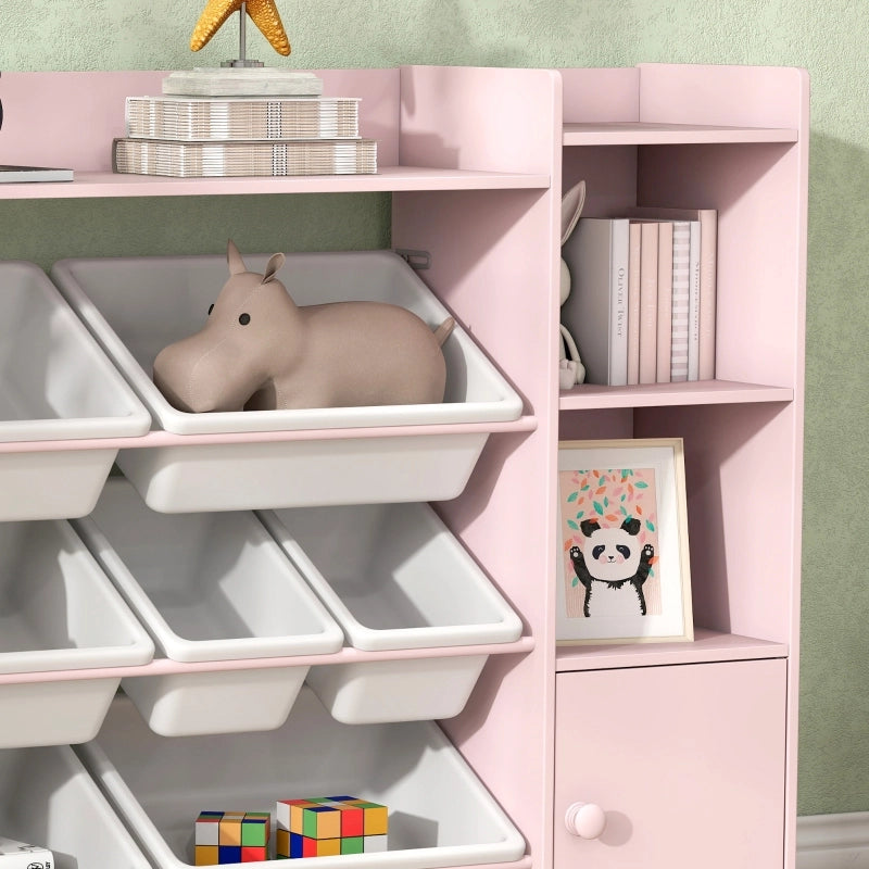Scaffale portaoggetti per bambini, scaffale per giocattoli e libri, per tenere in ordine, 8 scatole rimovibili, rosa