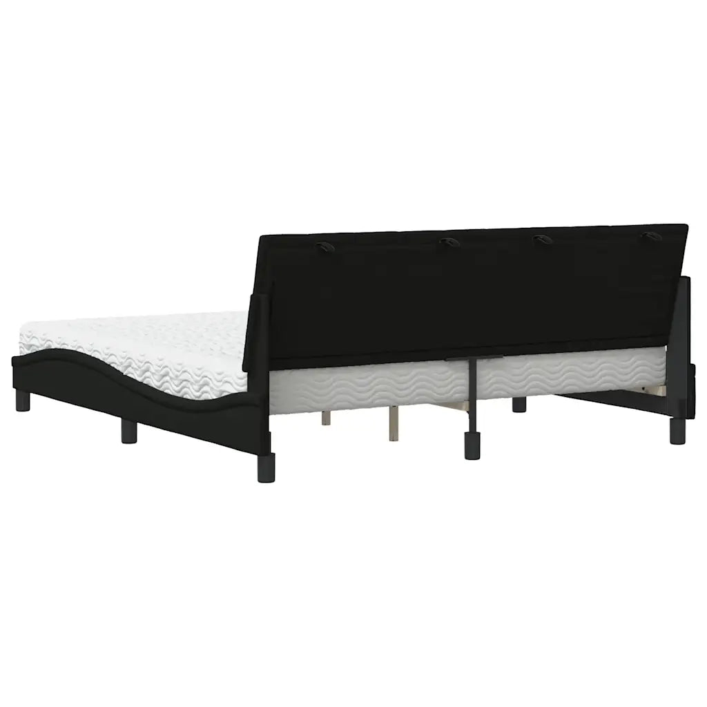 Letto con Materasso Hanko Nero 180x200 cm in Tessuto
