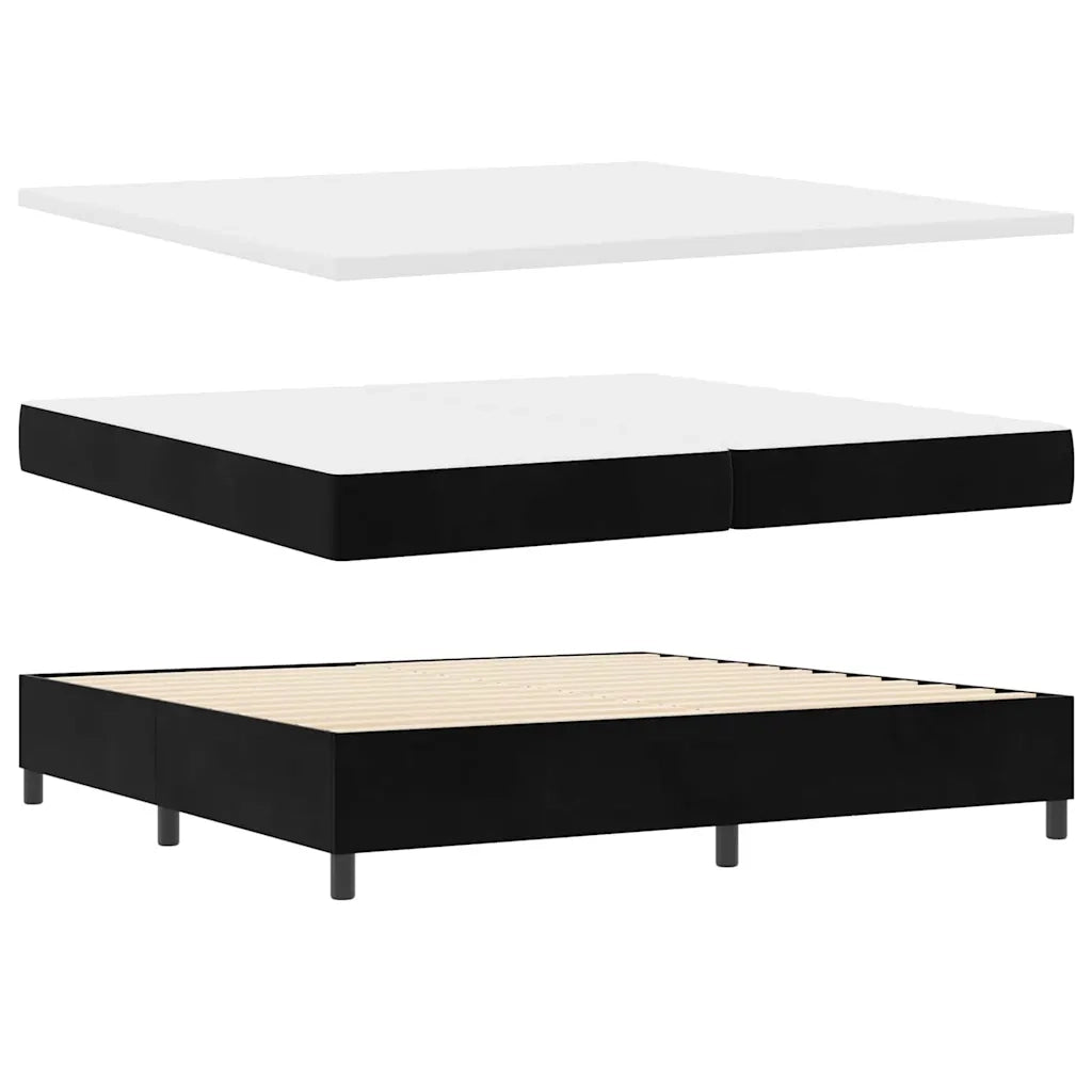 Letto a molle con materasso con led Nero 200 x 200 cm Velluto