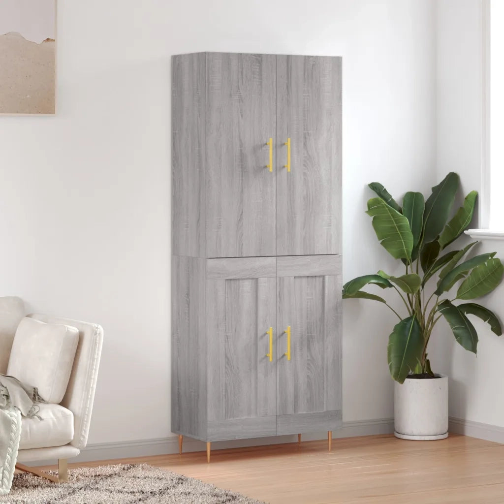 Credenza | Madia | Buffet da pranzo | Armadio da pranzo Grigio Sonoma 69,5x34x180 cm in Legno Multistrato