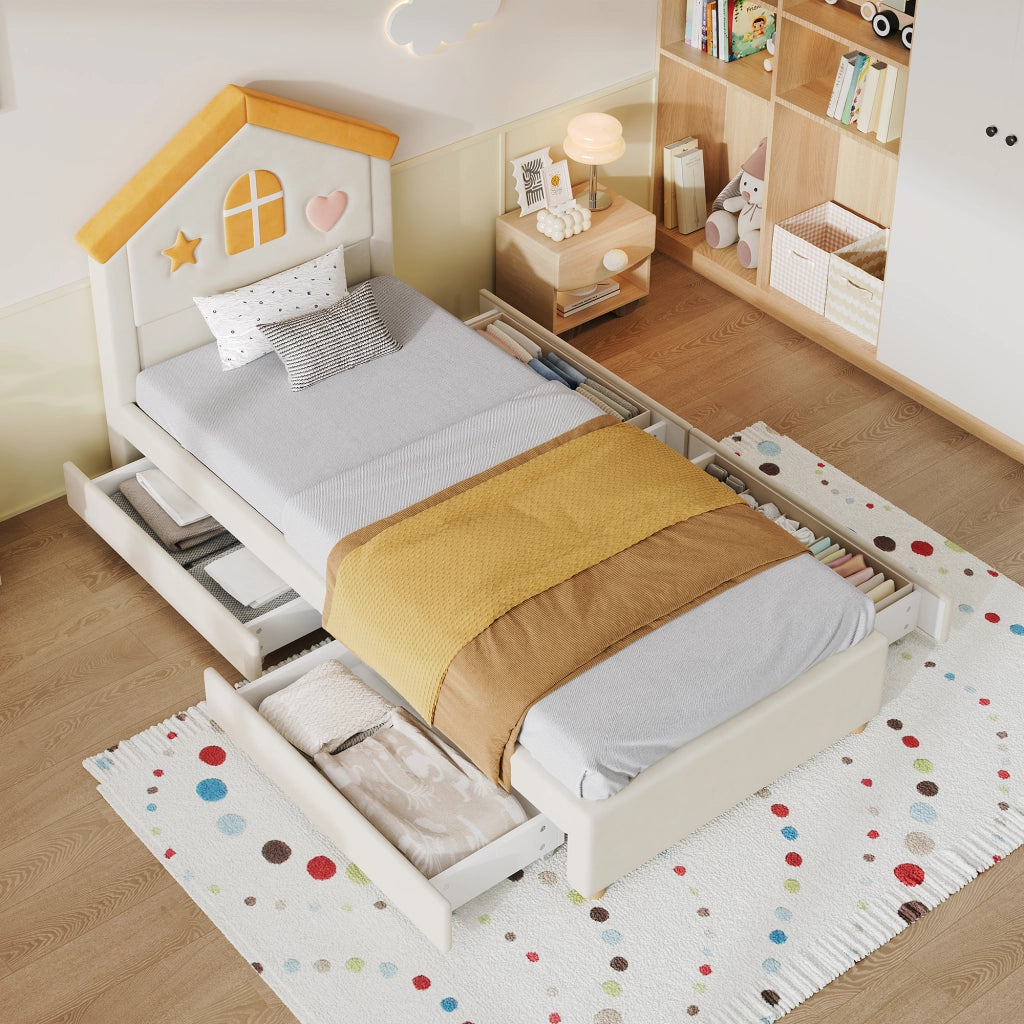 letto per bambini velluto beige 90 x 200 cm