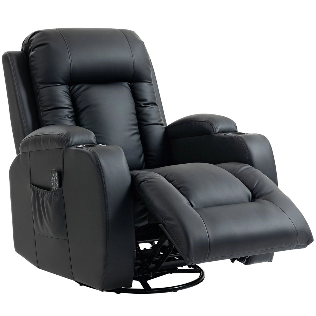 Poltrona Relax Massaggiante Elettrica con Riscaldamento ¨C Xylo ¨C Reclinabile Girevole 360¡ã Nero