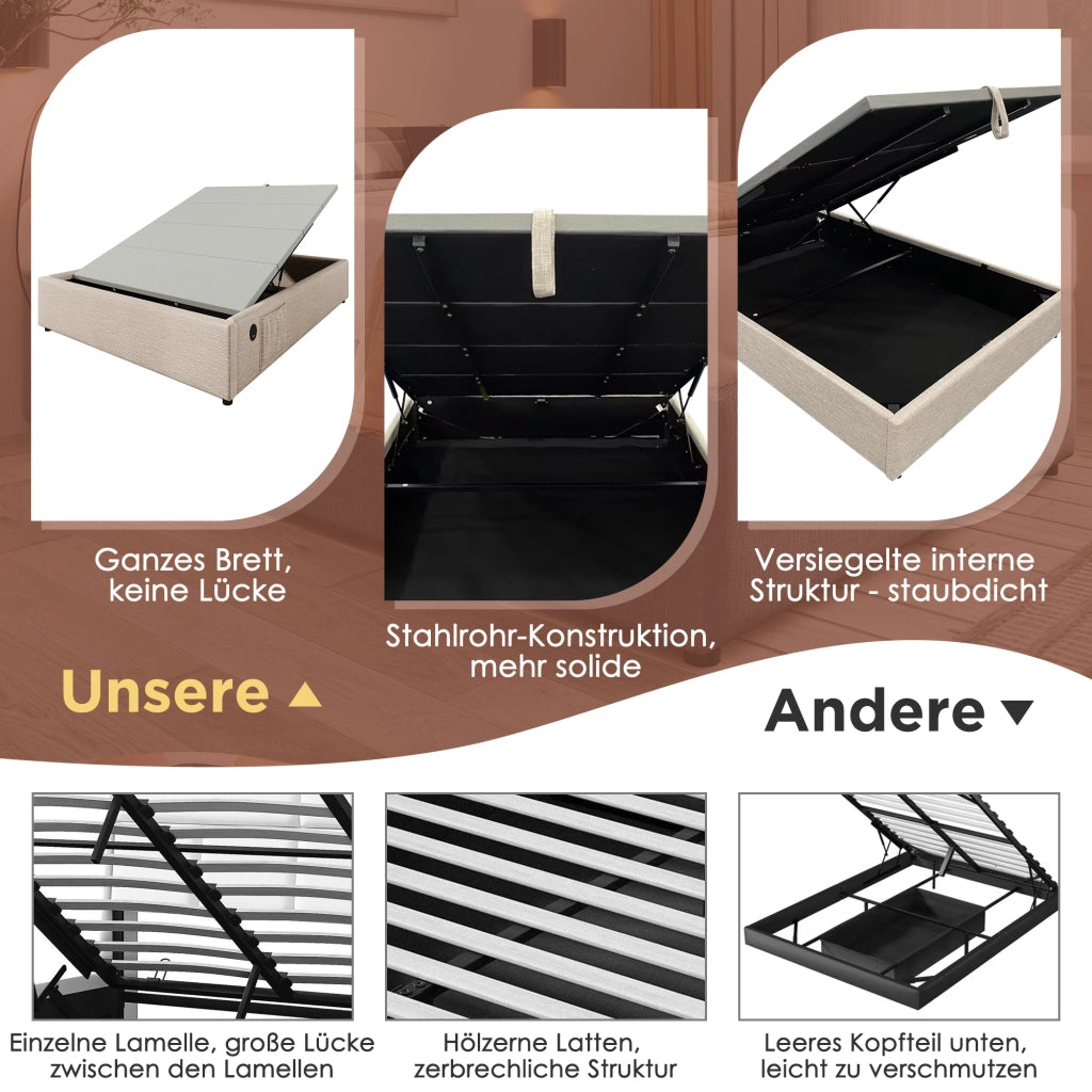 letto imbottito lino naturale 140 x 200 cm