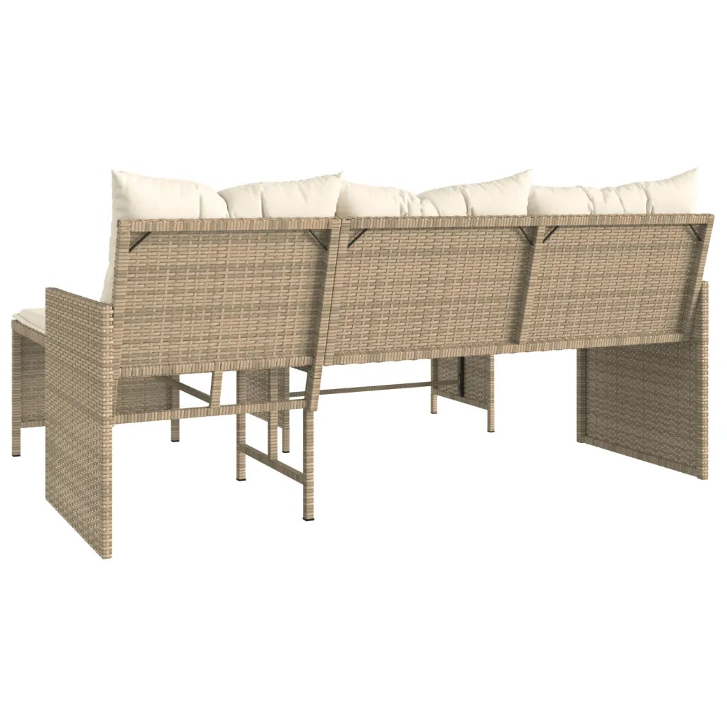 Divano da Giardino con Tavolo e Cuscini a L-Sofa da Giardino-Divano da esterno Beige in Polyrattan 851611