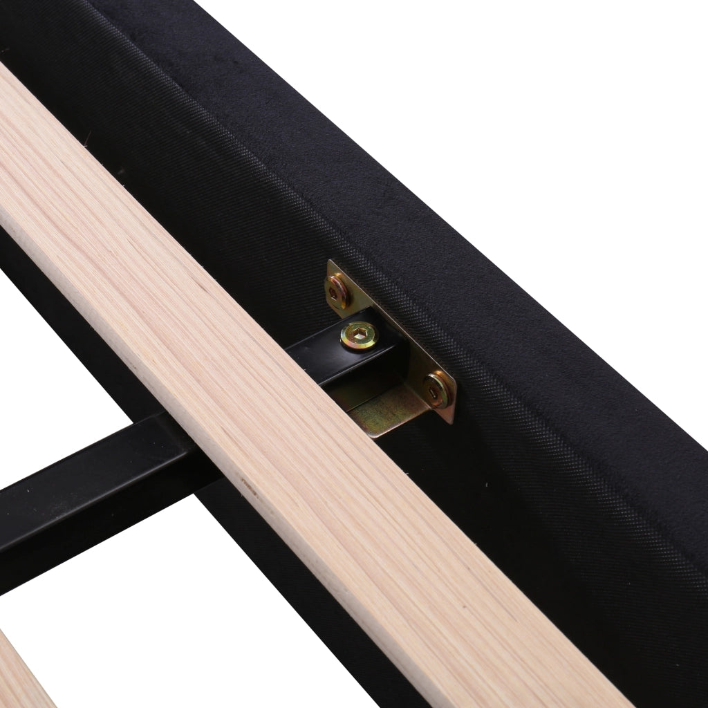 LETTO 180x200 cm in velluto nero con rete a doghe e 2 cassetti