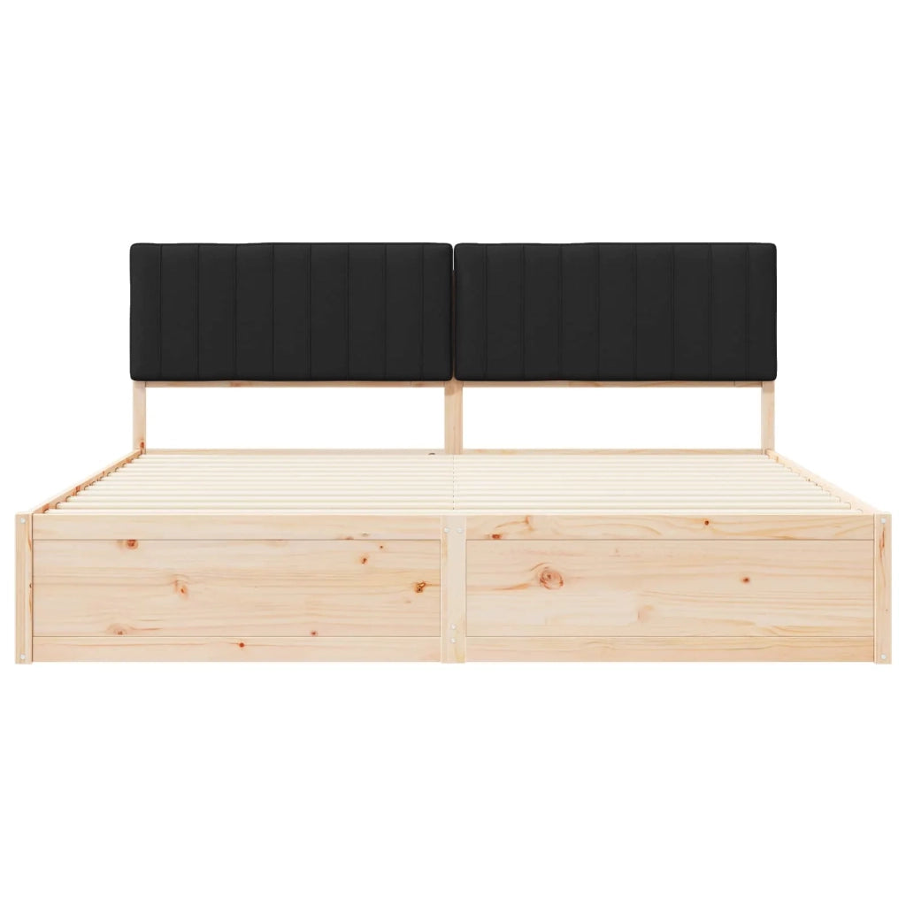 Letto con Testiera Rivestita Nero 200 x 200 cm Pino massello 3398211