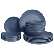 Set di 18 piatti in gres blu con finitura smaltata a mano per 6 persone cucina e sala da pranzo