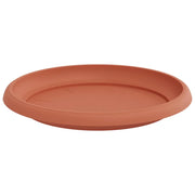 Set di 24 vassoi rotondi per fiori design moderno per interni/esterni 14 x 2 cm plastica rosso mattone 02_0059350