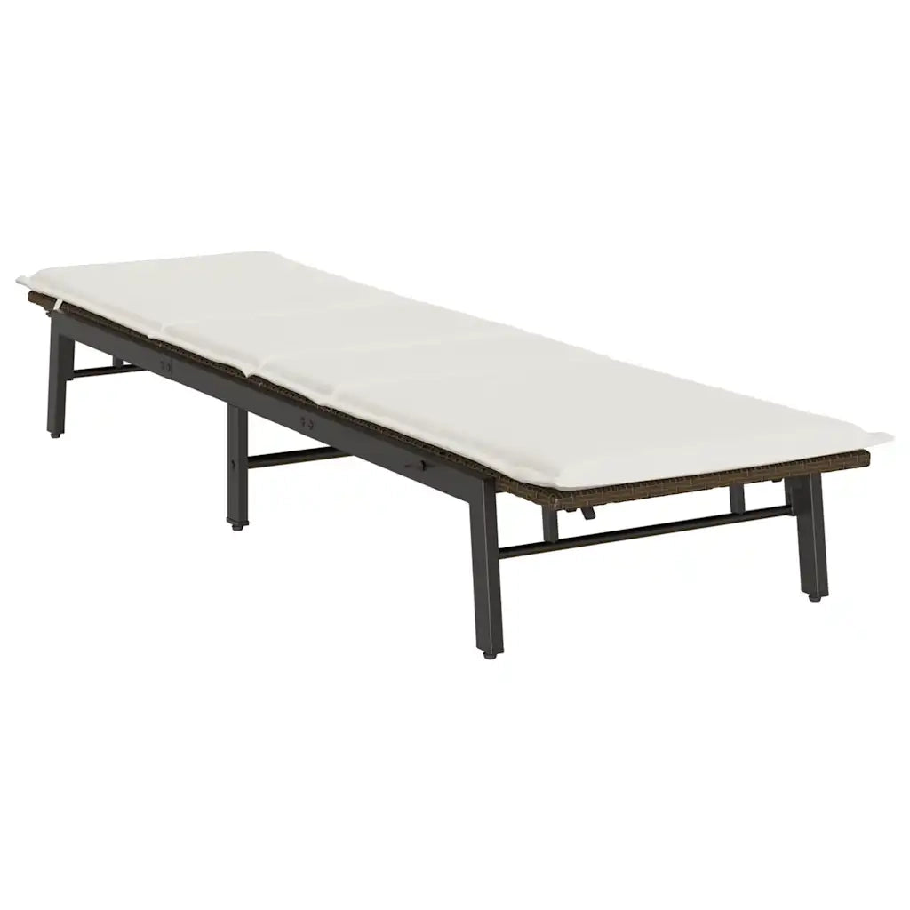 Lettino Prendisole con Cuscino Marrone in Polyrattan 4104080