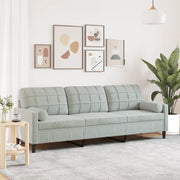Divano a 3 Posti con Cuscini-Sofa 3 Posti con Cuscini Grigio Chiaro 210 cm in Velluto