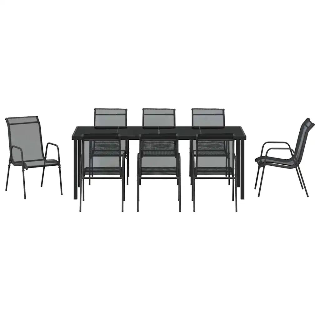 Set da Pranzo per Giardino 9 pcs Nero 3379141
