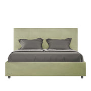 BS COM Letto matrimoniale francese contenitore imbottito 140x200 microfibra tè verde