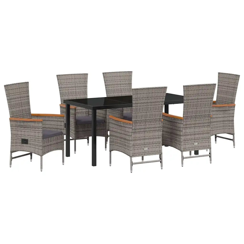 Set da Pranzo per Giardino con cuscino 7 pcs Grigio