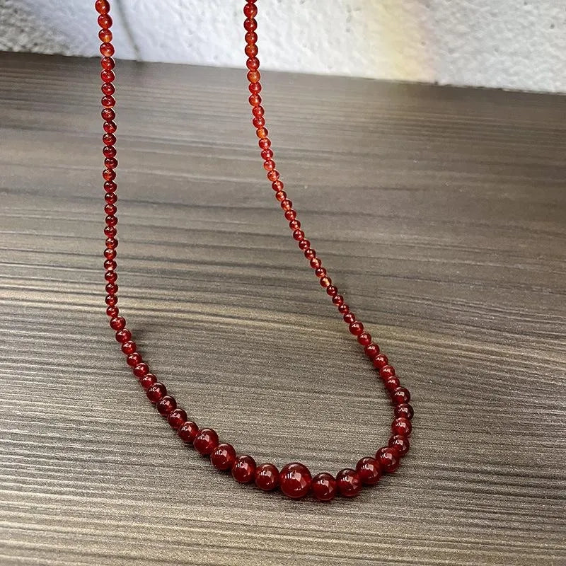 Collana vintage in agata rossa fatta a mano, regalo di Natale per donna, regalo di compleanno