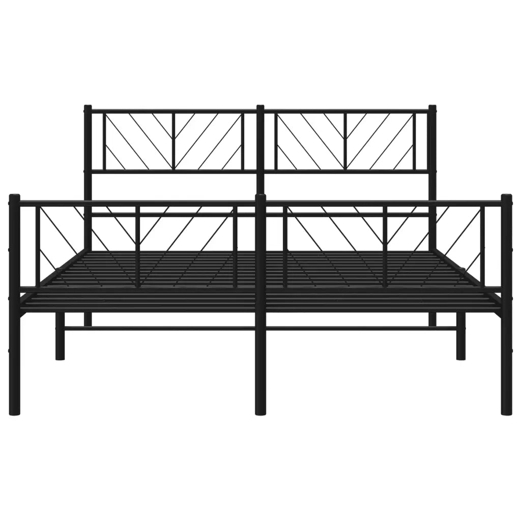 Letto matrimoniale | Letto per adulti | Giroletto con Testiera e Pediera Metallo Nero 140x200 cm