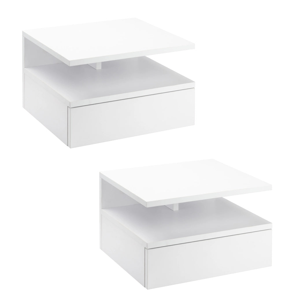 Comodino a muro ¨C Minimal ¨C Bianco, Multistrato