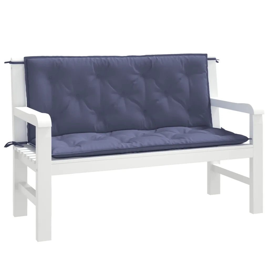 Cuscini per Panca 2 pz-Set di 2 Cuscini per panchina Blu Marino 120x50x7cm in Tessuto Oxford