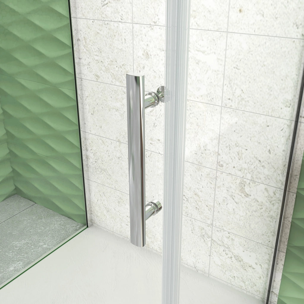 185 cm Box Doccia a Tre Lati Porta Battente 100 cm Doppia Parete Fissa 70 cm Vetro da 6 mm Temperato Anticalcare Barra Stabilizzatrice 45 cm Cromo Lucido