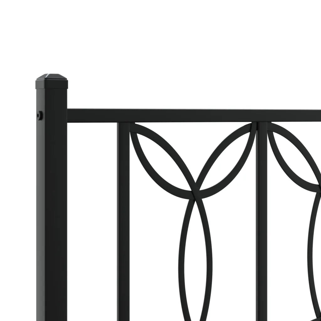 Letto singolo | Letto per adulti | Giroletto con Testiera Metallo Nero 100x200 cm