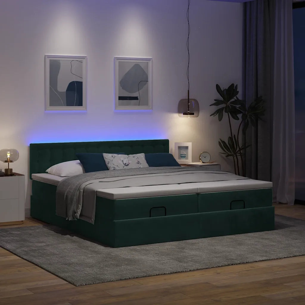 Struttura Letto Pouf con Materassi 160x200 cm Velluto 3312956