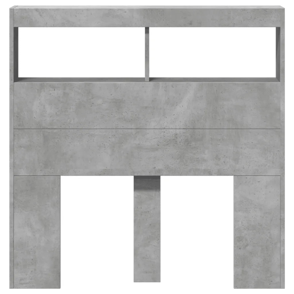 Testiera | Testata con Contenitore a LED Grigio Cemento 100x17x102 cm