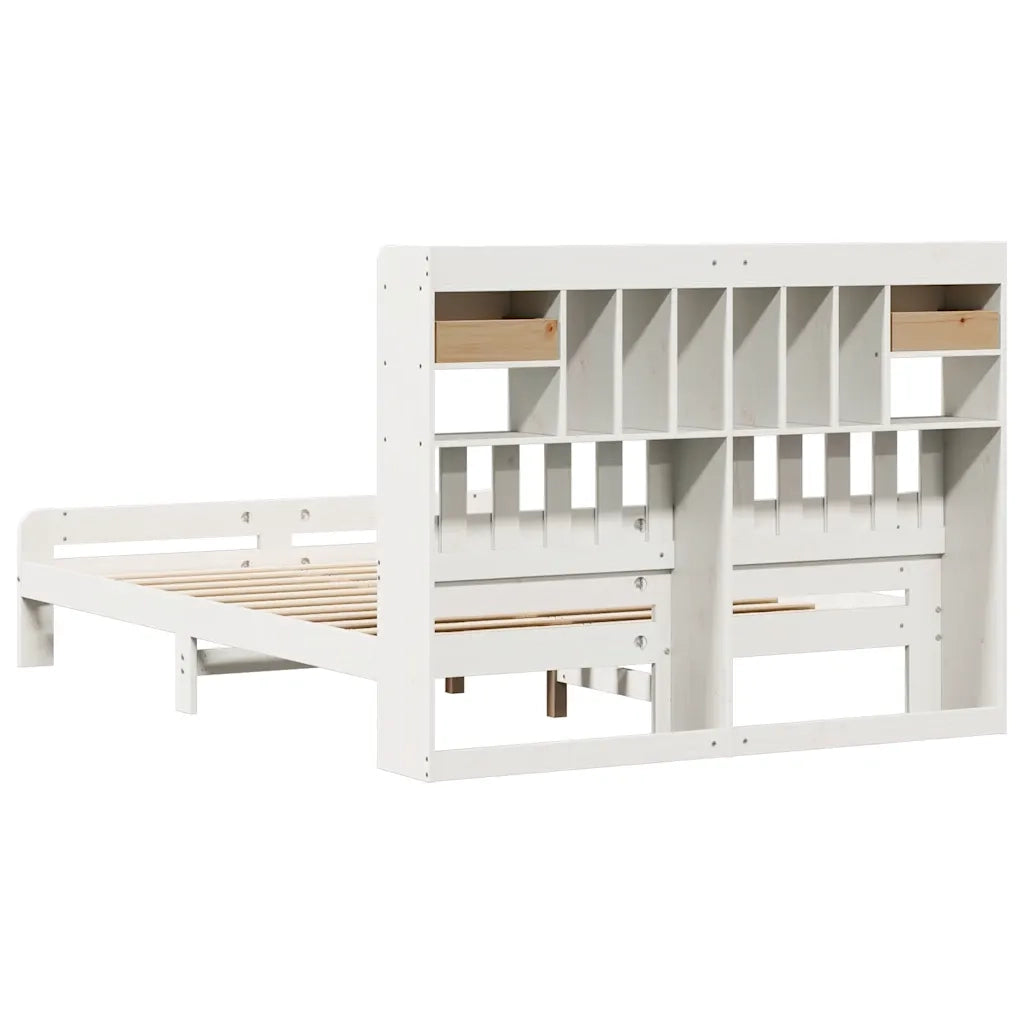Letto Libreria senza Materasso Bianco 140x200 cm Legno di Pino 3308883