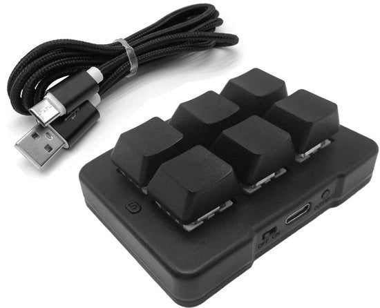 Tastiera Bluetooth Universale con Sensore PC, Macroprogrammazione, 6 Tasti, Modalità Tri-Mode, Tastiera da Ufficio e Gaming