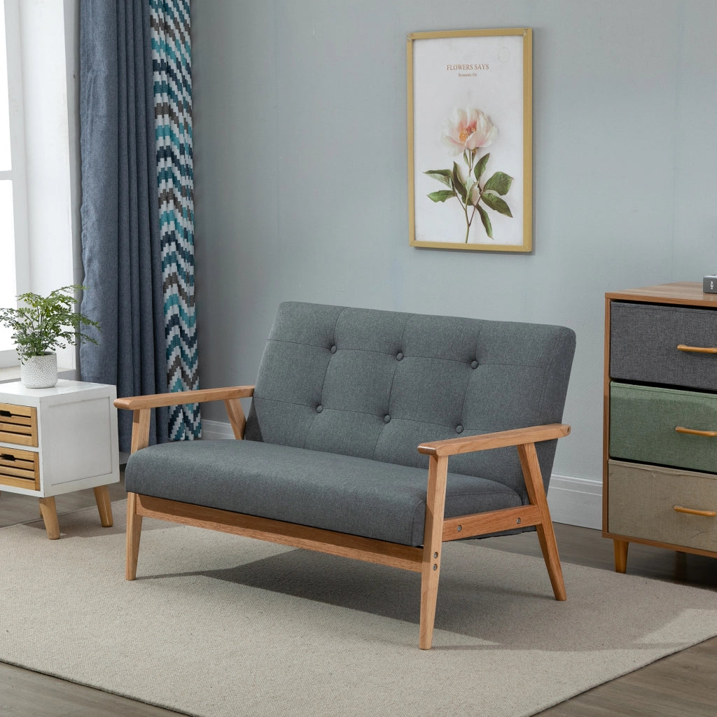 Divano 2 posti ¨C Minimal ¨C Tessuto, Legno, 115 cm, Grigio scuro