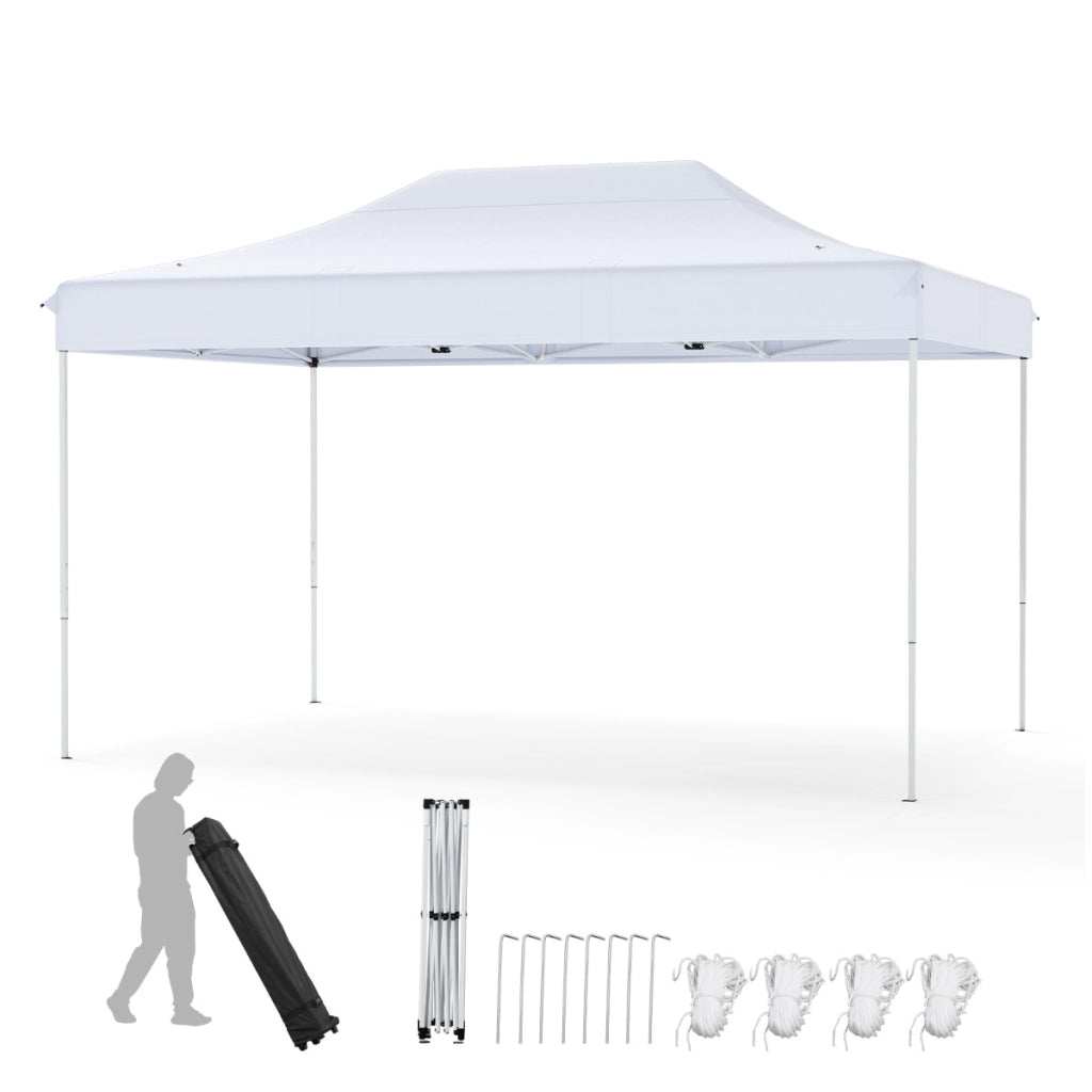 Tenda pop-up per impieghi gravosi con fori di drenaggio borsa con ruote, Tenda facile installazione Bianco-Gazebo