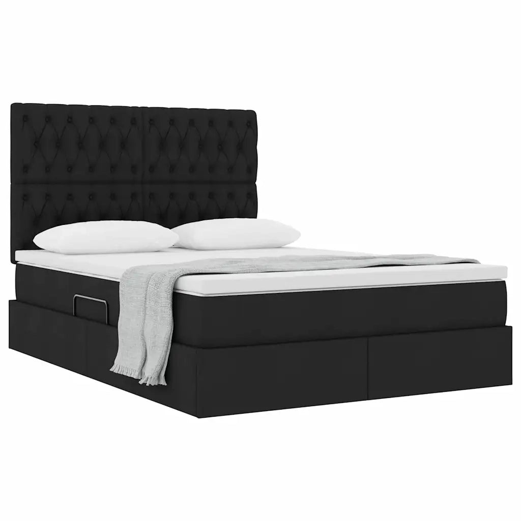 Letto con contenitore e materasso Nero 140 x 190 cm Poliestere 3371843