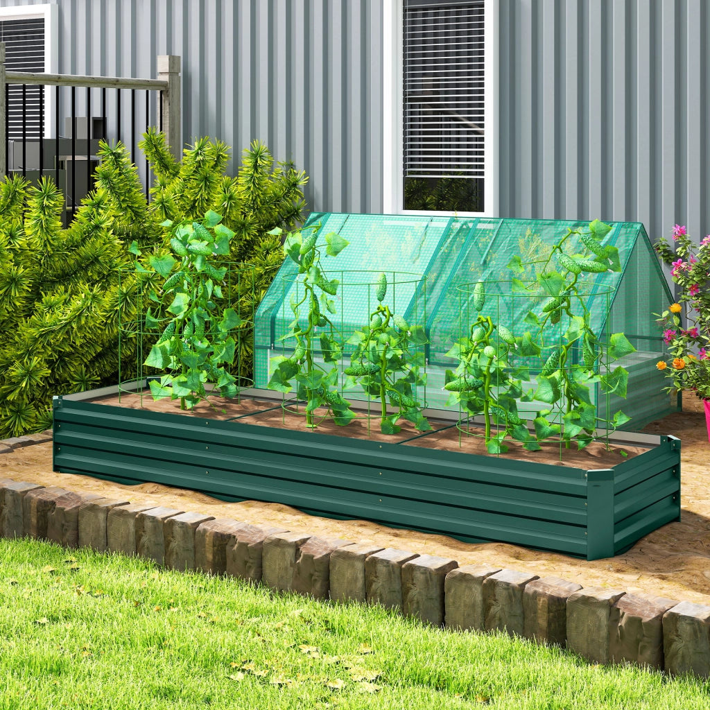 Fioriera Rettangolare da Giardino ¨C Xylo ¨C Acciaio Galvanizzato Verde 240x60x30 cm
