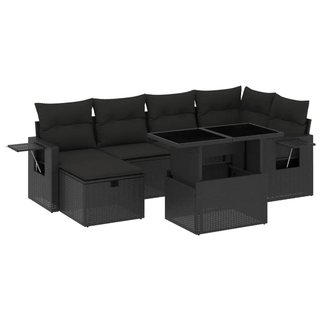 Set Divani da Giardino con Cuscini 7pz Nero Polyrattan 3274975