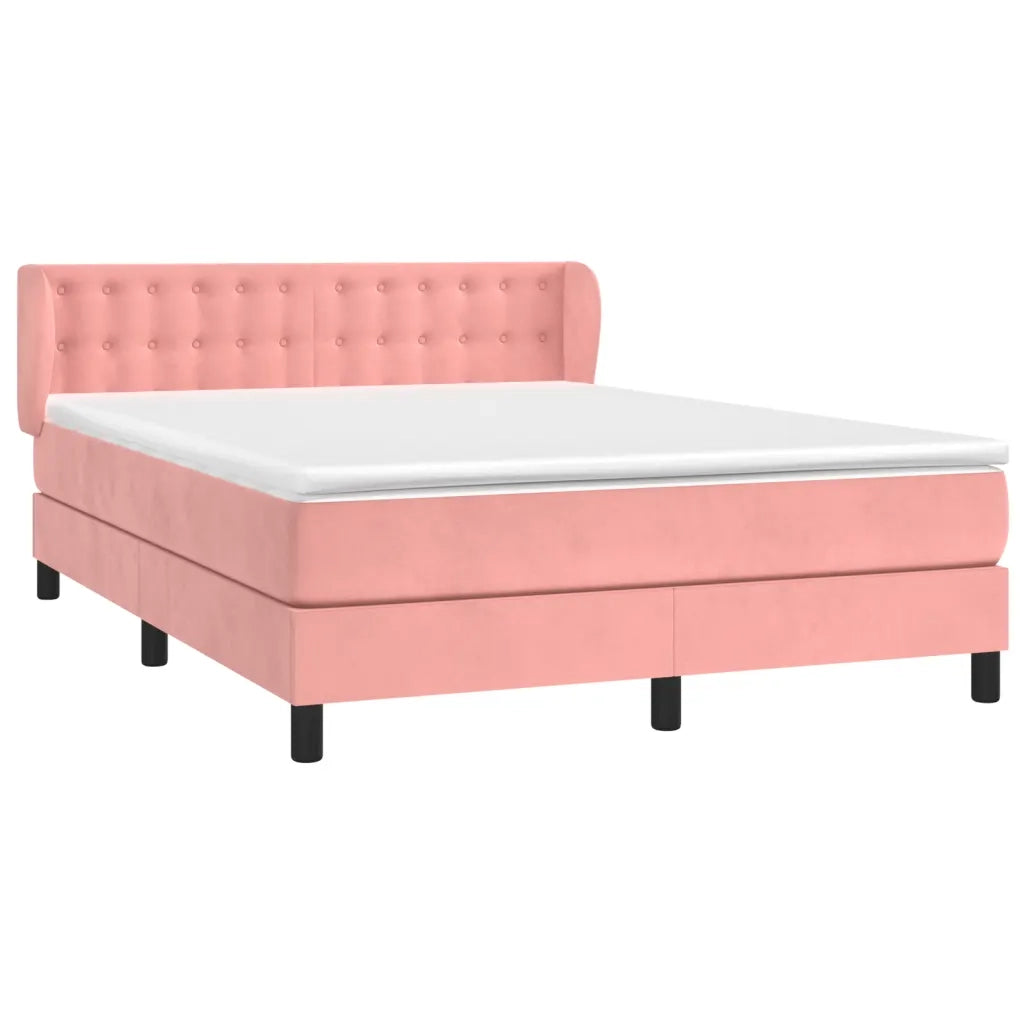 Giroletto a Molle con Materasso Rosa 140x200 cm in Velluto