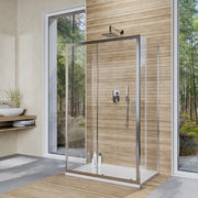 Box doccia 3 lati 80x145x80 cm con porta scorrevole e vetro temperato 6mm trasparente | Ustica