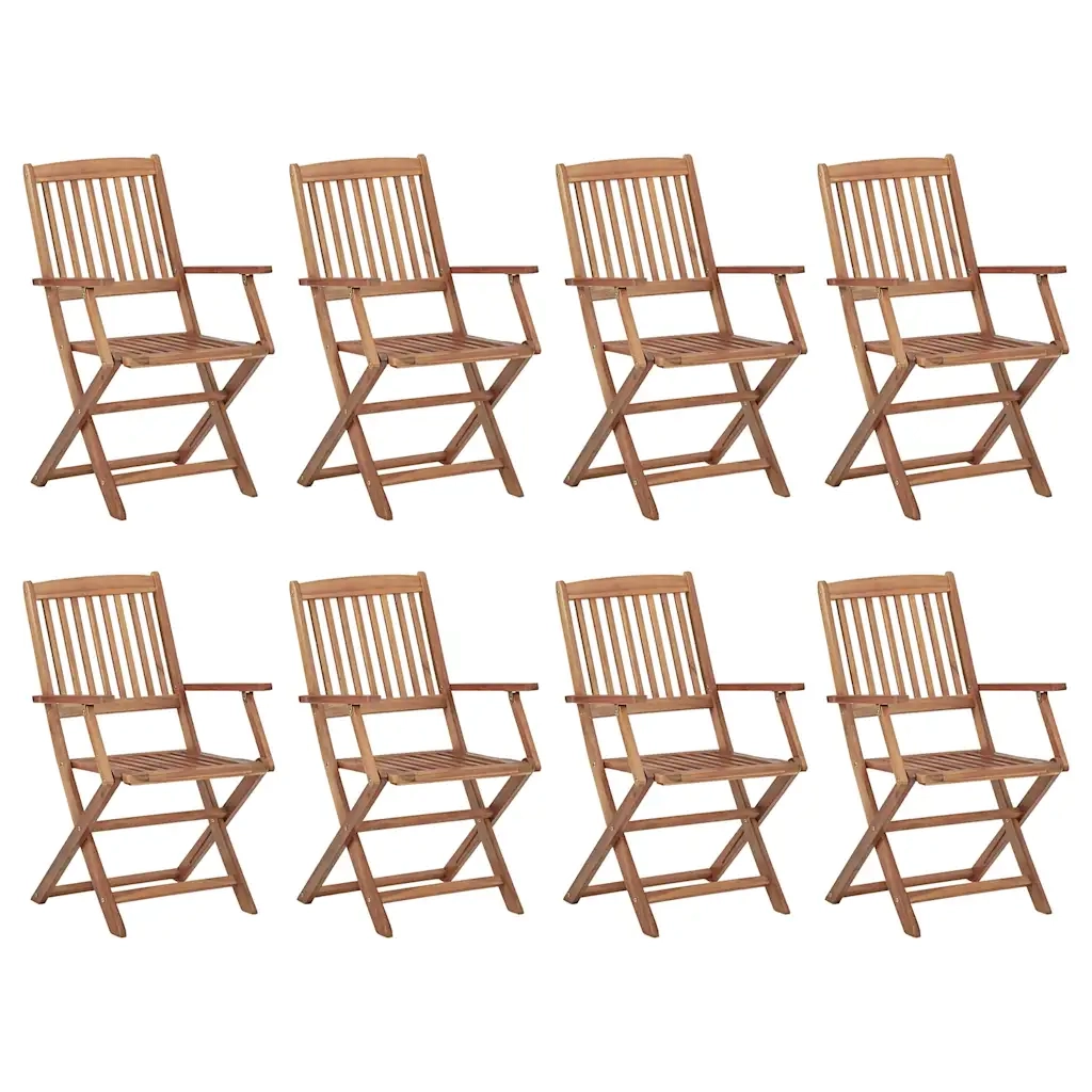 Sedie da Giardino Pieghevoli 8 pz con Cuscini Massello Acacia 3075086
