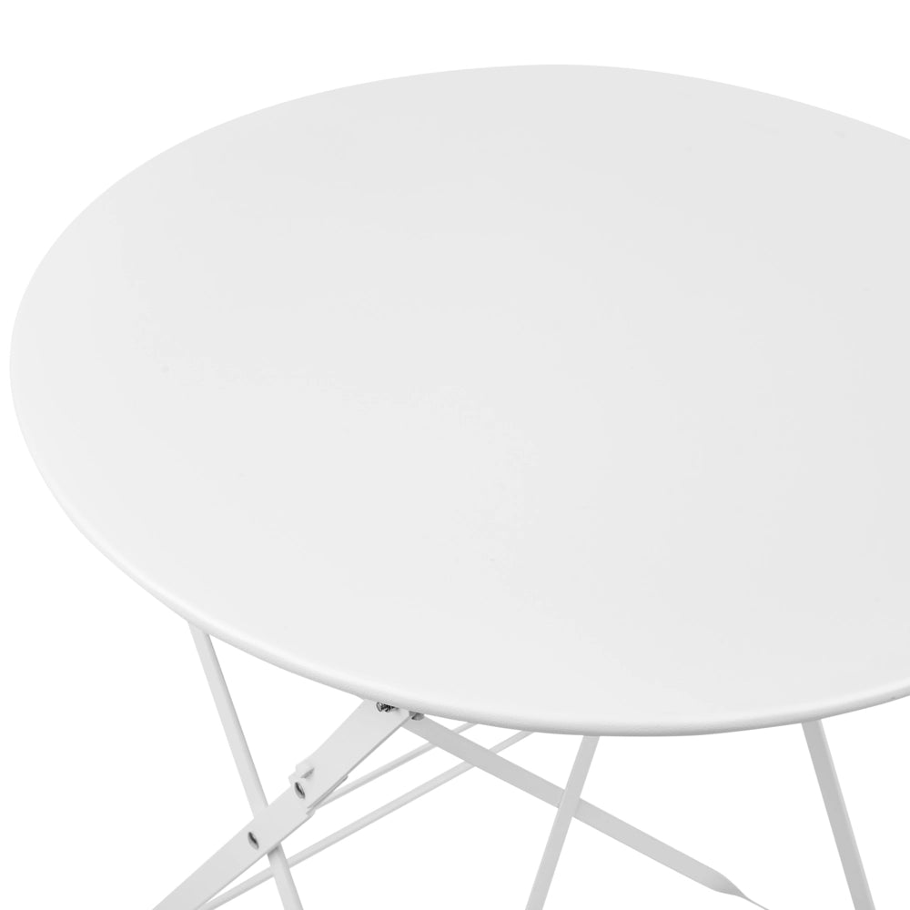 Set da Esterno 3 pezzi Tavolino e 2 Sedile Pieghevoli in Metallo Bianco Sporco Giardino Terrazzo Balcone