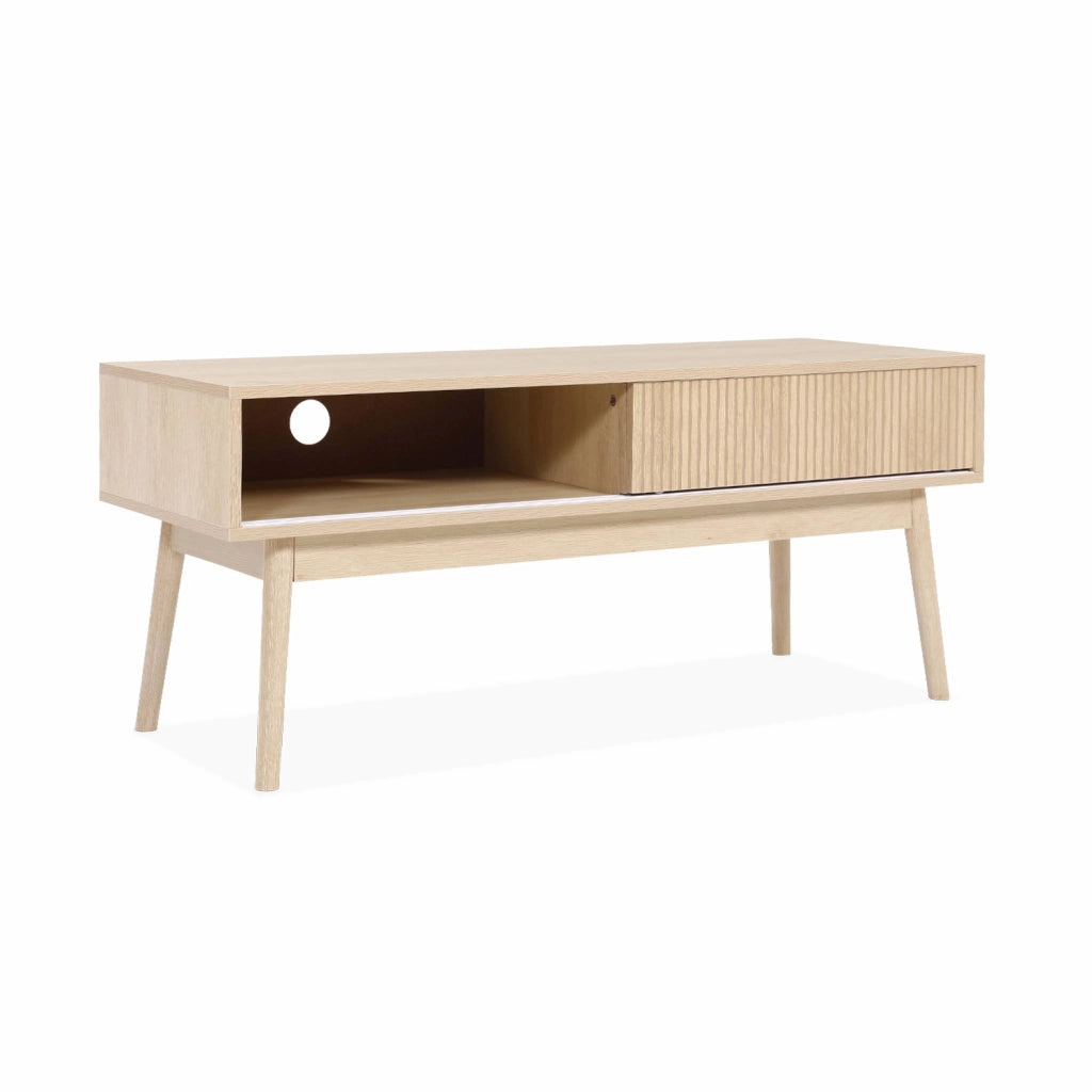 Mobile tv scandinavo a 2 ante effetto legno, 115cm, marrone naturale
